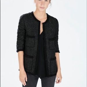 Zara Structured Frayed Jacket Medium